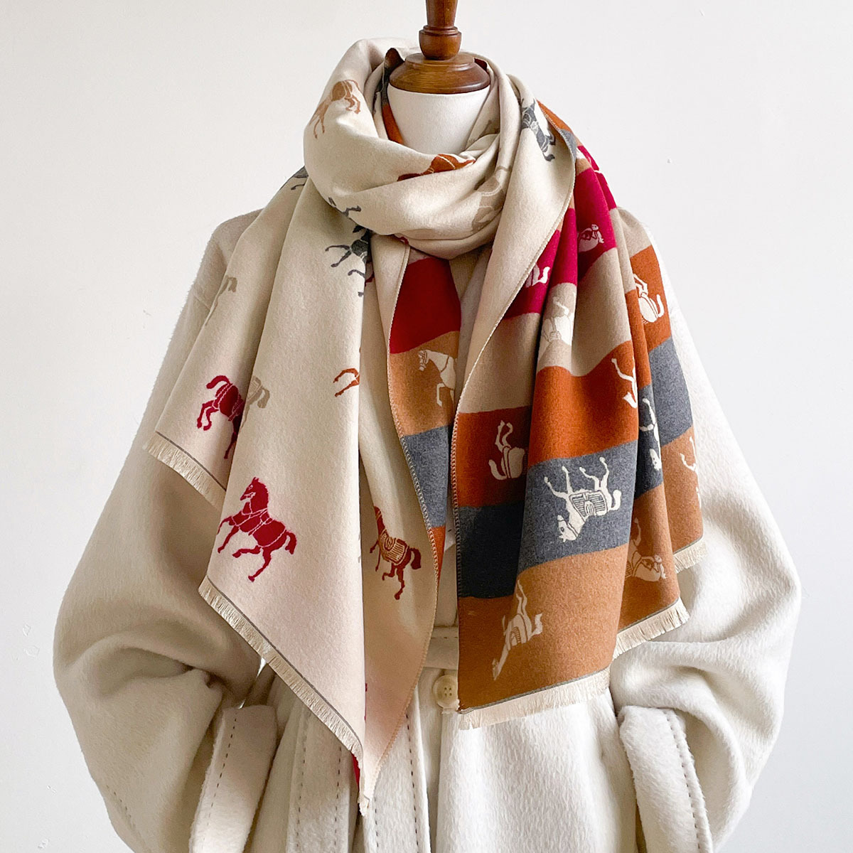 وشاح خريف وشتاء للنساء، شالات  - مراجعة Woven Scarf Blanket وسعره