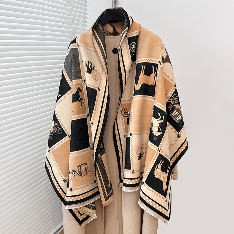 بونشو فاخر دافئ من الكشمير للن - مراجعة Woven Scarf Blanket وسعره